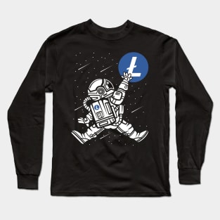 Astronaut Litecoin Lite Coin LTC To The Moon Crypto Token Cryptocurrency Wallet Birthday Gift For Men Women Kids Long Sleeve T-Shirt